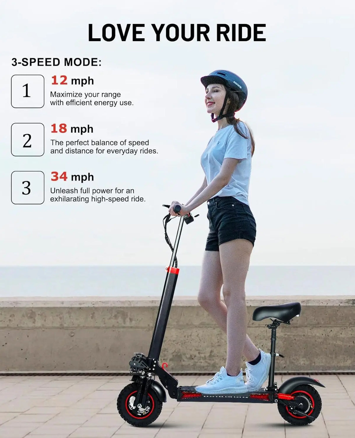1200W Seated Electric Scooter – 34 MPH, 40-Mile Range