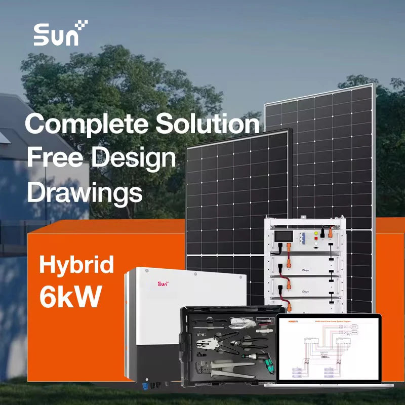6kW solar photovoltaic system with inverter and battery storage