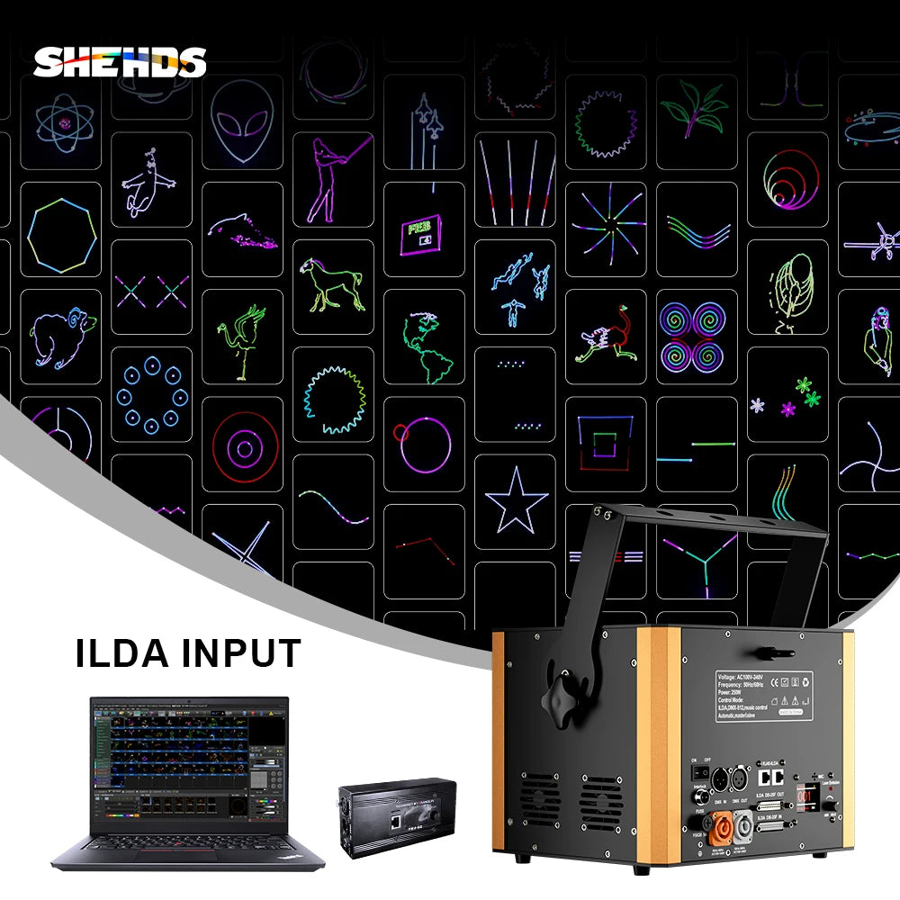 Shehds 12W RGB DMX/ILDA Animation Laser Projector
