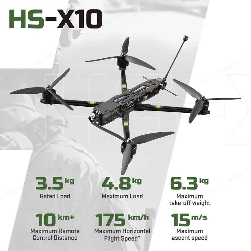 HS Airforce HS X10 10 Inch Racing Drone Kit Carbon Fiber DIY Quadcopter Full Set Payload Dron with Camera FPV Accessories