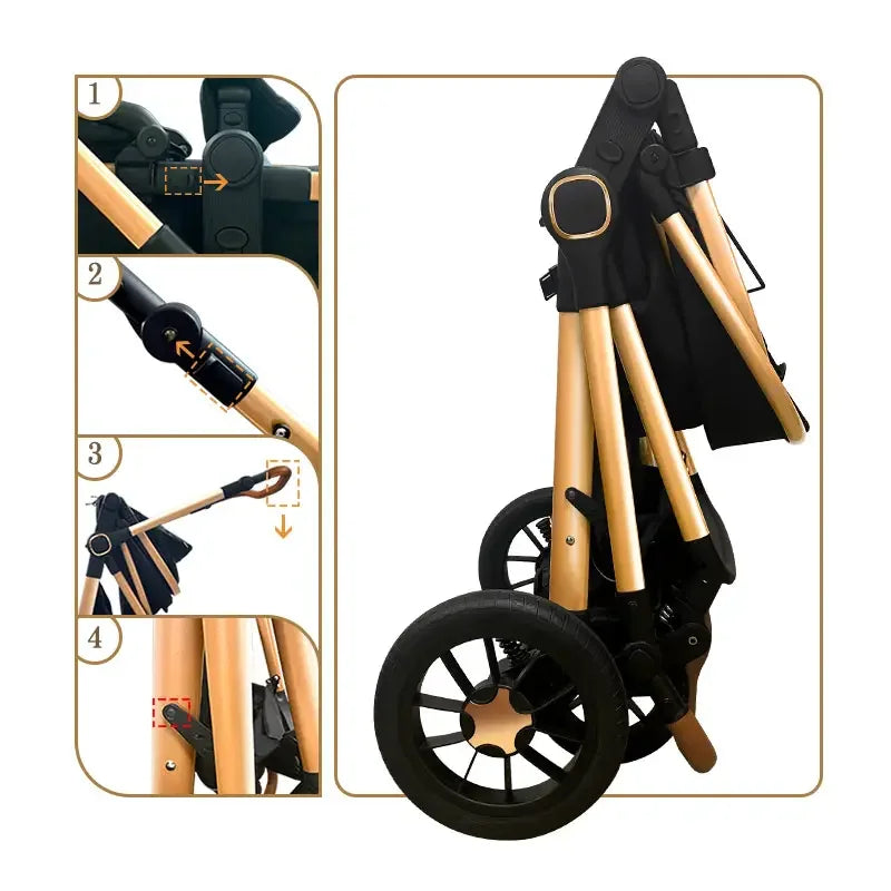 OEM Modern Durable+adjustable+Mobile Metal Multifunctional Foldable 3-in-1 Baby Stroller with Infant Car Seat & Baby Carrier Bag