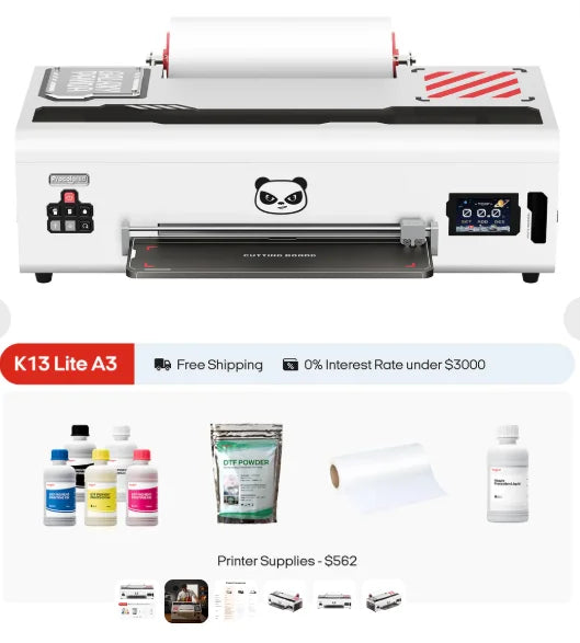 K13 Lite 13-Inch A3 DTF T-Shirt Printer – CMYK + White
