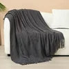 Luxury Custom Diamond Cable Knit Blankets Home Decor Acrylic Jacquard Knitted Bed Sofa Throw Blanket With Tassels