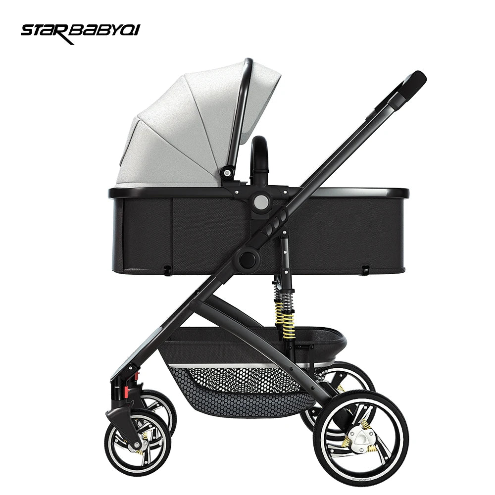 For 0-3 Year Old Baby Walker with Wheels and Seat Baby Stroller 3 in 1 Foldable Stroller Travel Chic Blue New