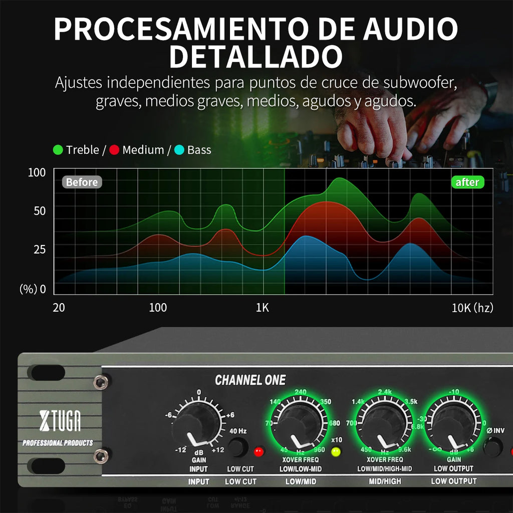 XTUGA 234XL Crossover estéreo de 2/3 vías y mono de 4 vías