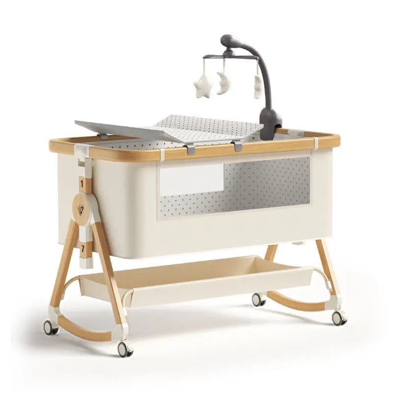 Multifunctional Durable Aluminum Alloy Rocking Swing Kids Cot Bed Cradle Infant Toddler Bedside Sleeper Elegant Luxurious Crib