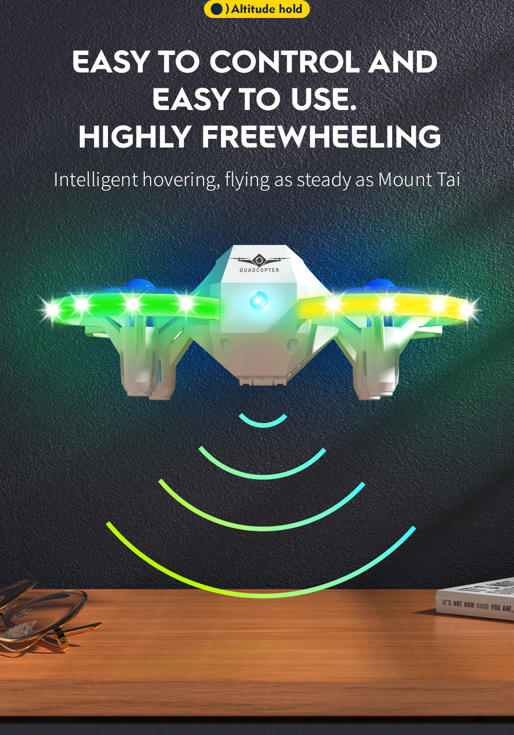 HOSHI KFPALN KF601 Mini Drone Protective Design With Voice Control Cool Light Drone for Beginner Christmas Gift Toys Drone