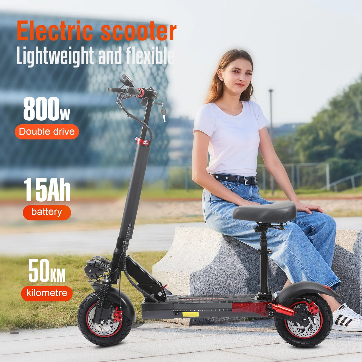 J-01 800W Seated Electric Scooter – 48V 15Ah