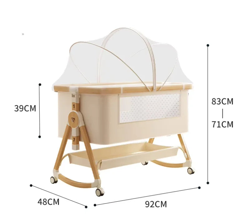 Multifunctional Durable Rocking Swing Kids Cot Bed Cradle Infant Toddler Bedside Sleeper Next to Me Newborn Bassinet Baby Crib