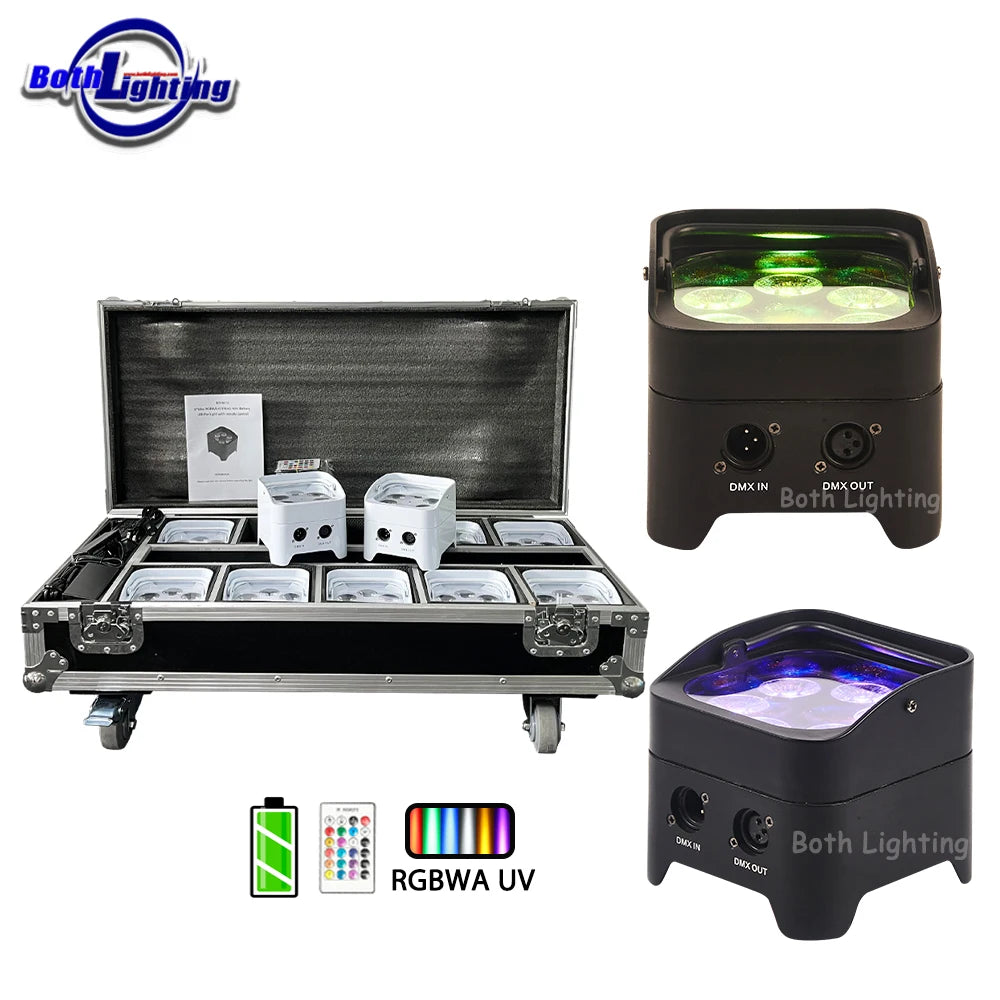 8-Pack S6 6x18W Wireless RGBWA UV DMX Uplights