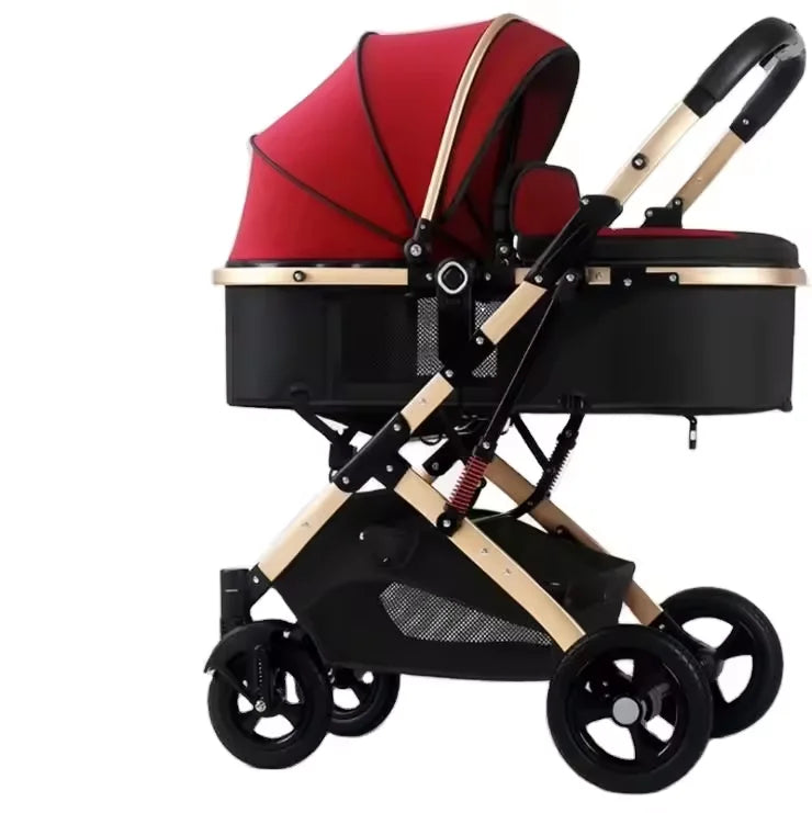 Lightweight 3-in-1 Portable Foldable Baby Stroller Travel System Stainless Steel Frame Oxford Fabric Rubber Wheels 20KG Load