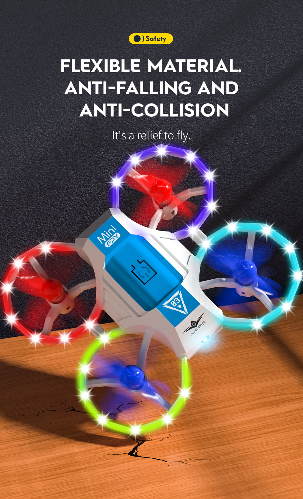 HOSHI KFPALN KF601 Mini Drone Protective Design With Voice Control Cool Light Drone for Beginner Christmas Gift Toys Drone