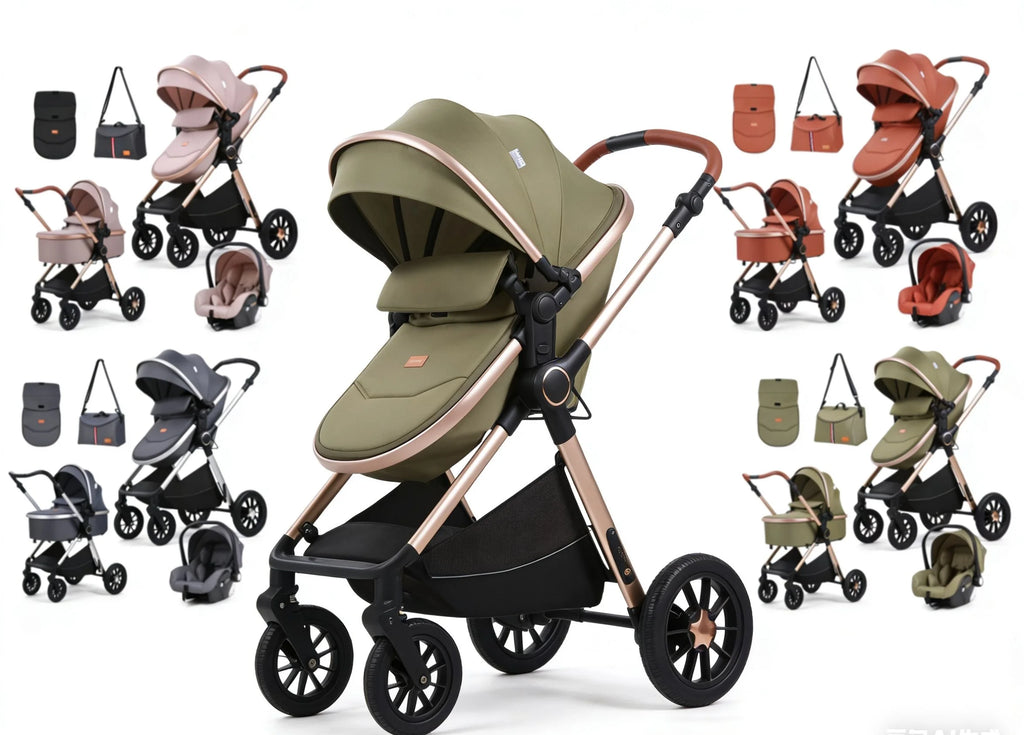 OEM Modern Durable+adjustable+Mobile Metal Multifunctional Foldable 3-in-1 Baby Stroller with Infant Car Seat & Baby Carrier Bag
