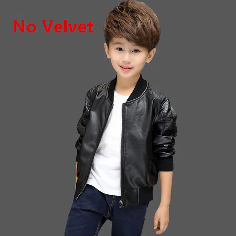 Boys’ PU Leather Jacket – Lined or Unlined