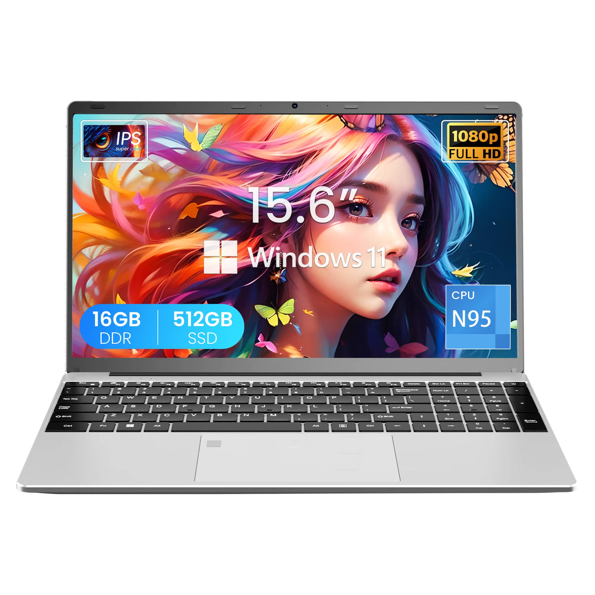15.6-Inch Intel N95 Business Laptop – Up to 16GB RAM & 512GB SSD