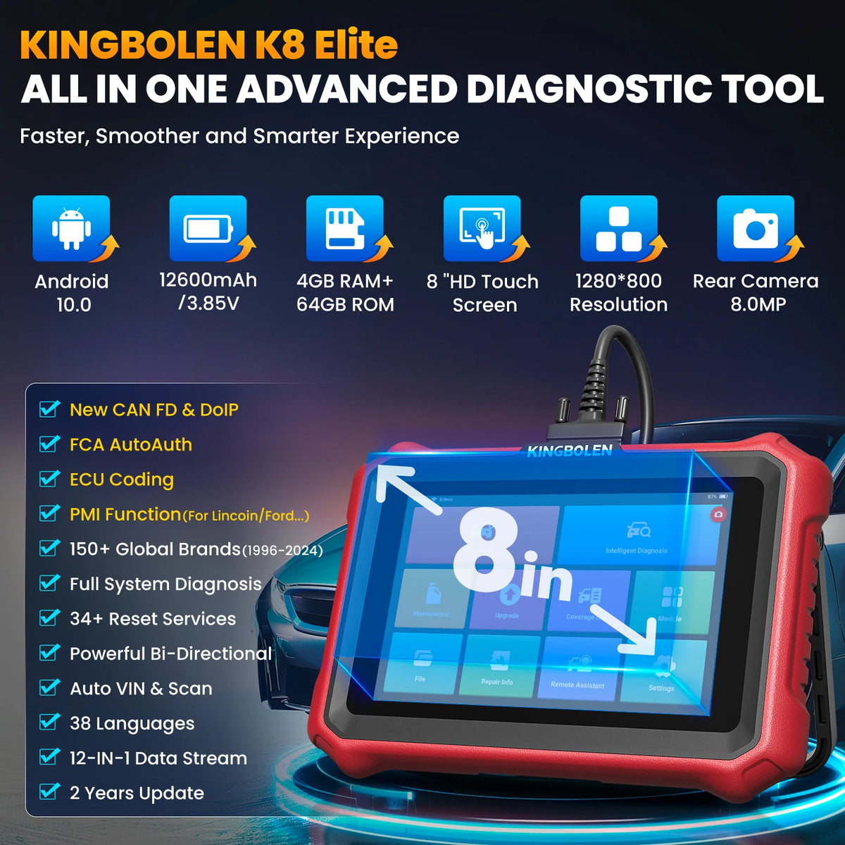 Kingbolen K8 Elite OBD2 All-System Diagnostic Scanner