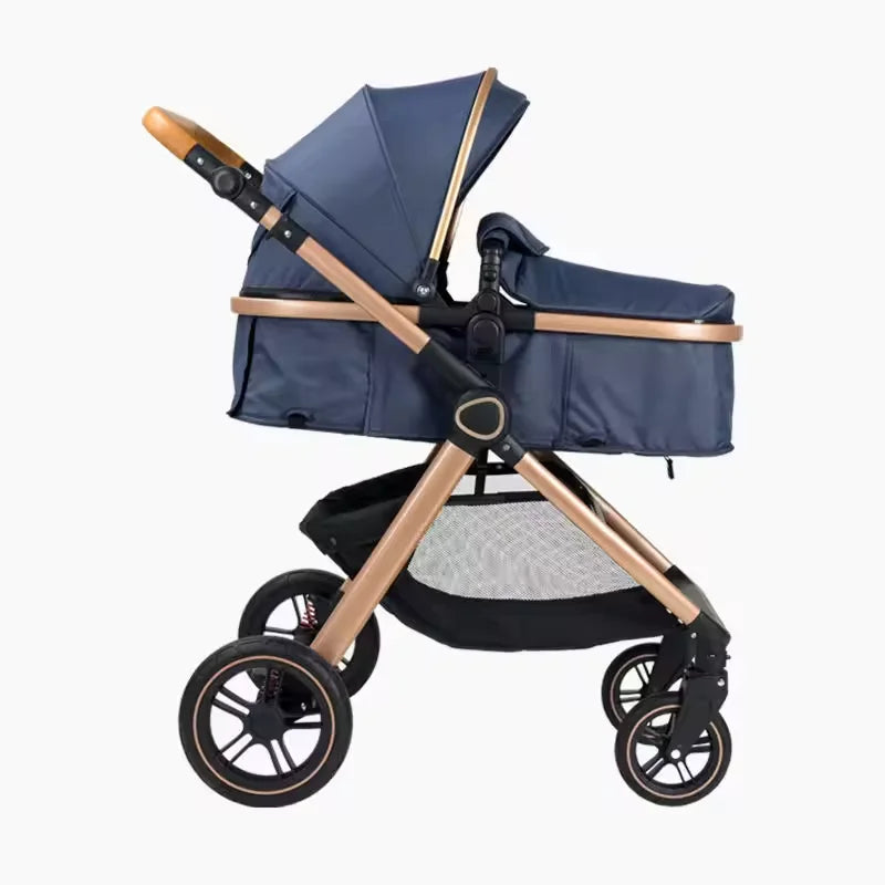 Lightweight 3-in-1 Portable Foldable Baby Stroller Travel System Stainless Steel Frame Oxford Fabric Rubber Wheels 20KG Load