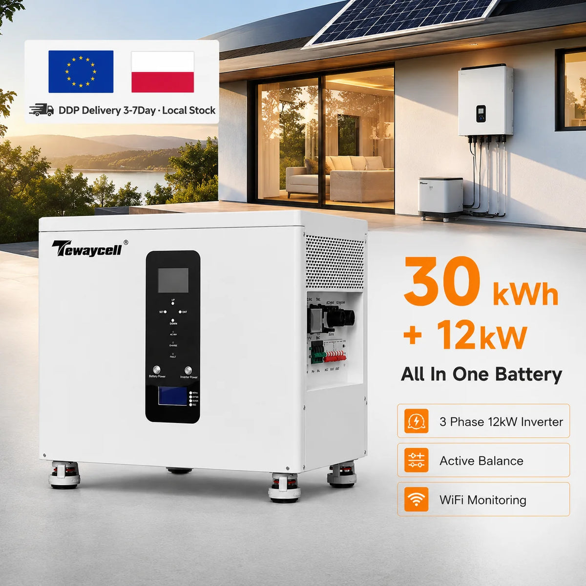 30kWh 12kW 3-Phase LiFePO4 Home Solar Storage System