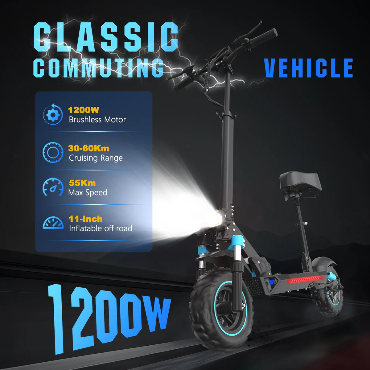 SMD S6 PRO 1200W/2400W Electric Scooter – 55 km Range