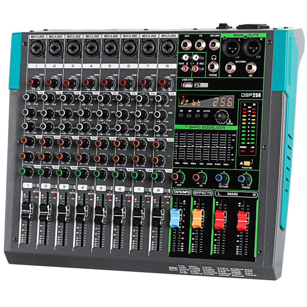 Mezclador de audio USB de 8 canales Biner PA8