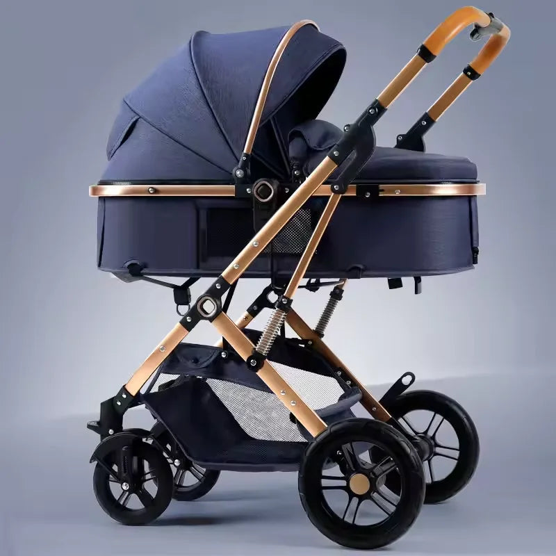 Lightweight 3-in-1 Portable Foldable Baby Stroller Travel System Stainless Steel Frame Oxford Fabric Rubber Wheels 20KG Load