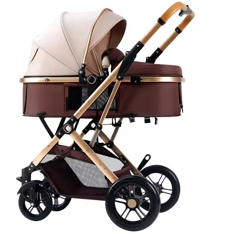Lightweight 3-in-1 Portable Foldable Baby Stroller Travel System Stainless Steel Frame Oxford Fabric Rubber Wheels 20KG Load