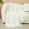 Luxury Custom Diamond Cable Knit Blankets Home Decor Acrylic Jacquard Knitted Bed Sofa Throw Blanket With Tassels