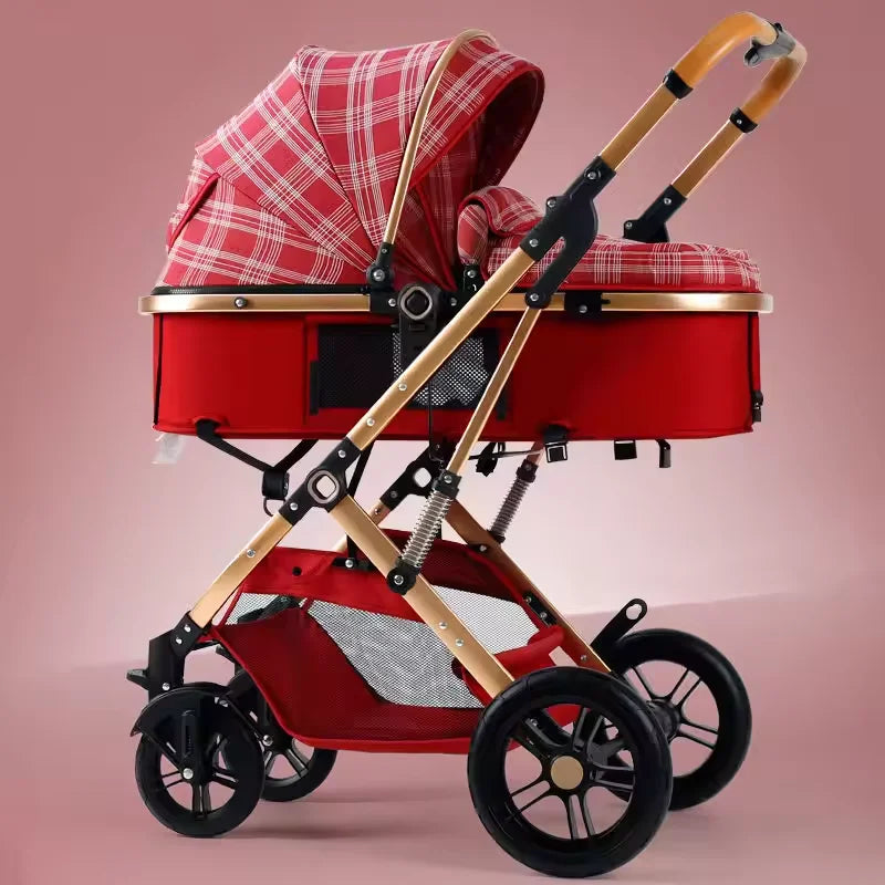 Lightweight 3-in-1 Portable Foldable Baby Stroller Travel System Stainless Steel Frame Oxford Fabric Rubber Wheels 20KG Load