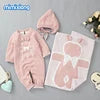 Soft Knitted Baby Romper, Hat & Blanket Set