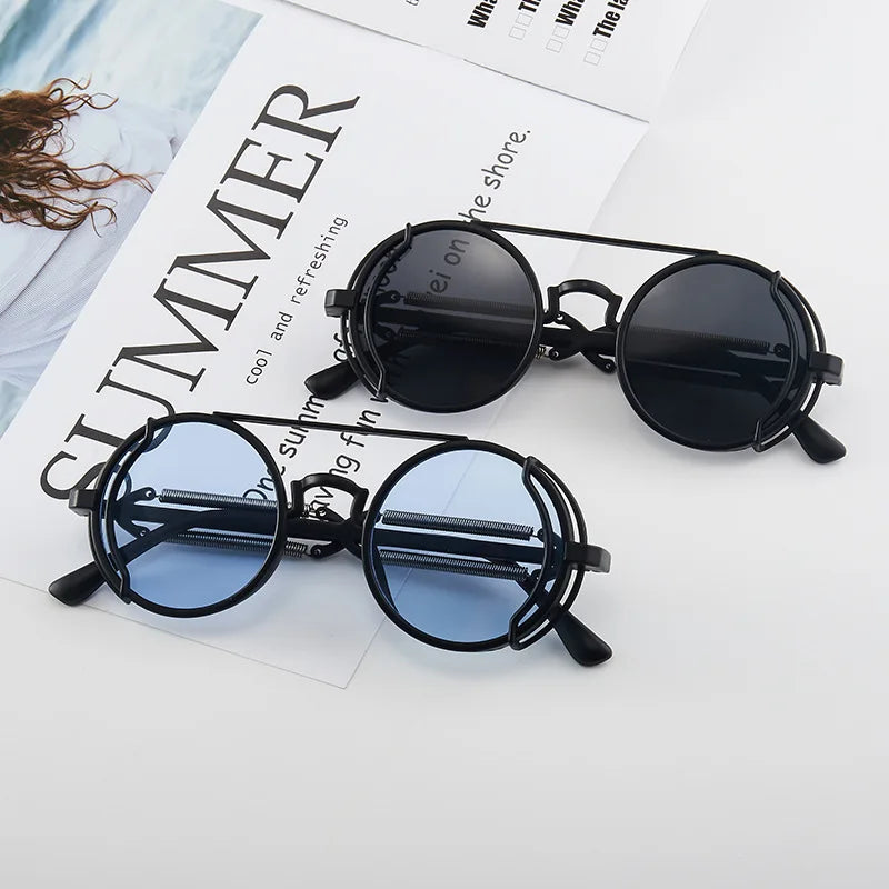 Retro Round Gothic Steampunk Sunglasses