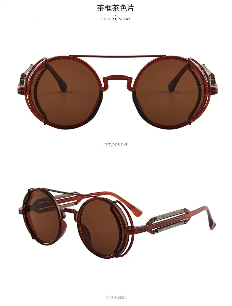 Gafas de sol steampunk góticas redondas retro