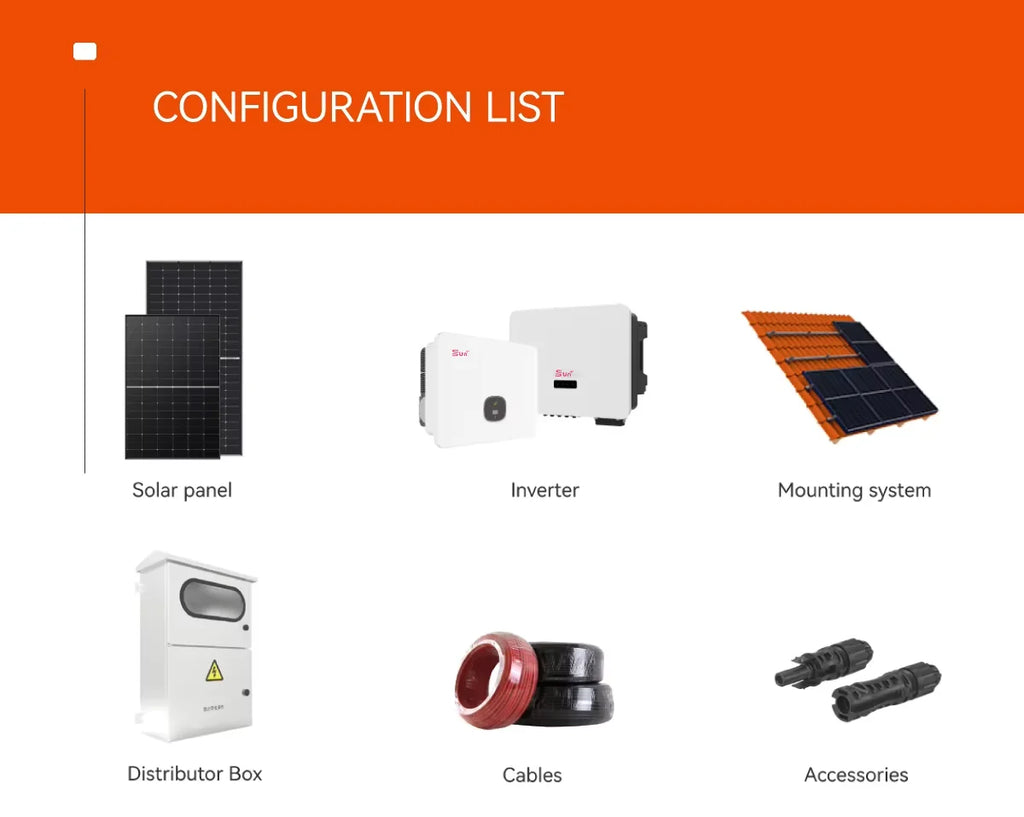 Sistema fotovoltaico solar de 6 kW con inversor y almacenamiento en baterías