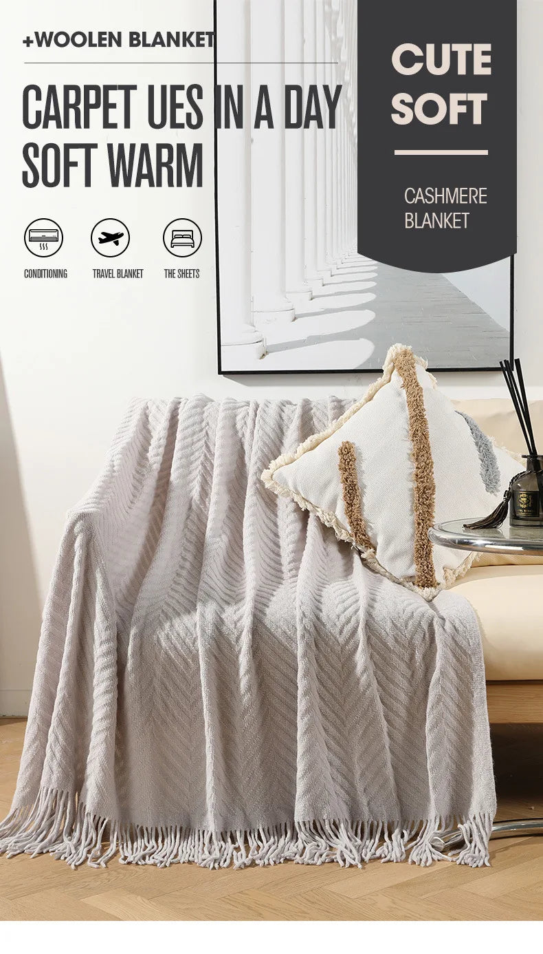 Cozy Solid-Color Knitted Throw Blanket