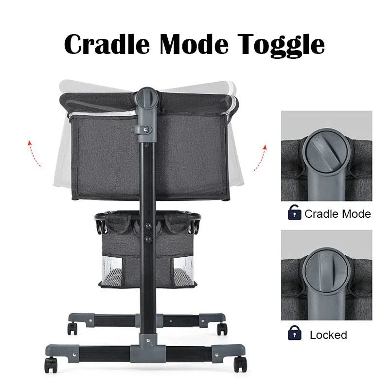 Good Quality Foldable Metal Baby Bedside Crib Removable Splicing Portable Mosquito Net Multifunctional Modern Design Bedroom Use