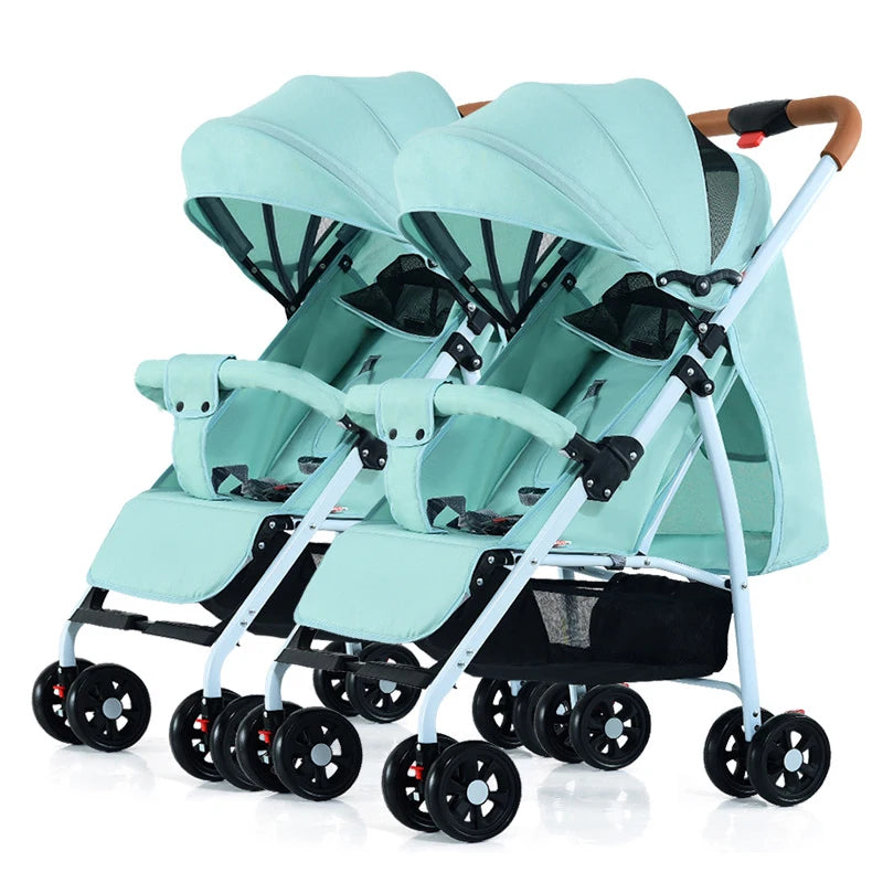 Twin Strollers Can Be Seated and Reclined Portable Folding High View Twin Strollers with One Click