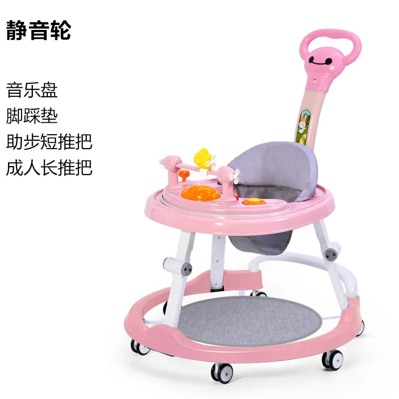 Music Adjustable Height Baby Walker Assistant Around We Go Baby Walker with Wheels and Seat Baby Walker With Handle Bar