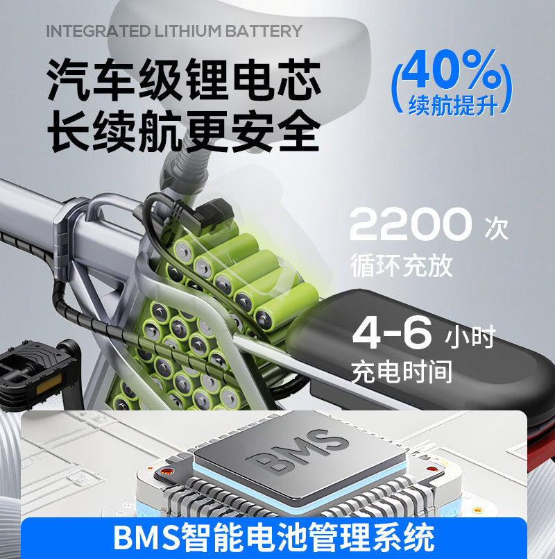 Portable folding electric bicycle, ultra-light aluminum alloy chainless drive, delivery service, long-range commuting