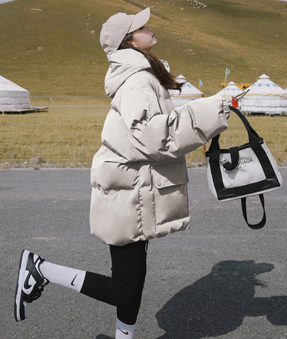 2024 Winter New Cotton-padded Coat Cotton-padded Coat Women's Hooded Bread Suit Short Small College-style Age-reducing Cotton-padded Coat Coat Padilla Innovations LLC