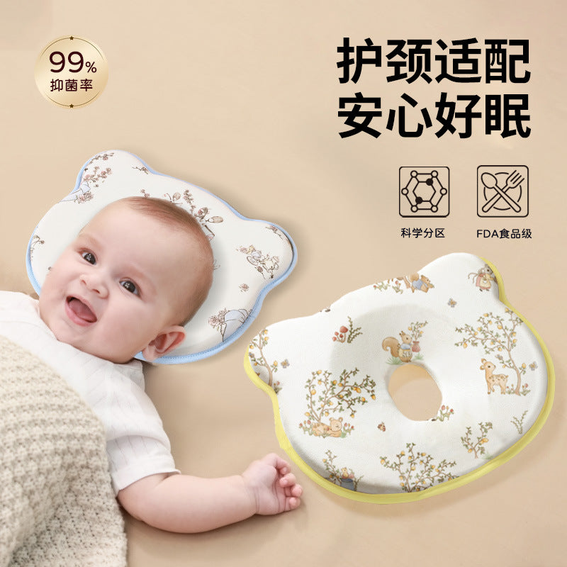 Baby styling pillow newborn correction head type correction baby anti-deviation head breathable 0 to 6 months silicone pillow