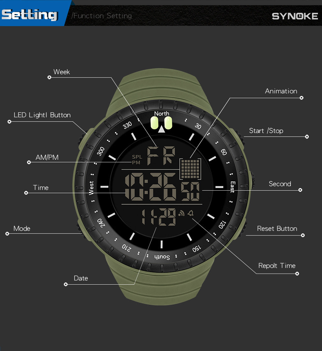 SYNOKE Outdoor Waterproof Digital Watch
