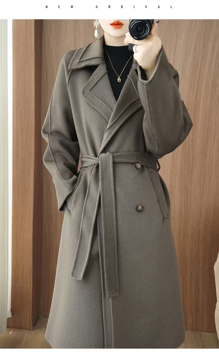 24 Winter New Mid-length Double-sided Wool Coat New Popular Cashmere Coat Thickened Over-the-knee Wool Coat Padilla Innovations LLC