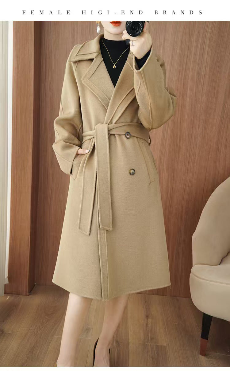 24 Winter New Mid-length Double-sided Wool Coat New Popular Cashmere Coat Thickened Over-the-knee Wool Coat Padilla Innovations LLC