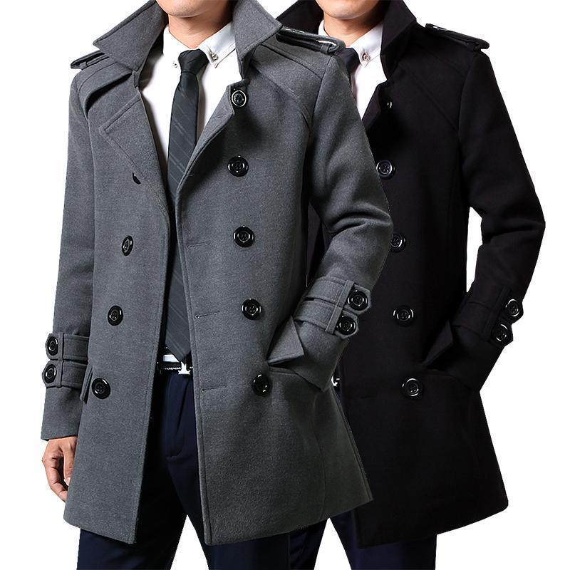 Foreign Trade 2024 Autumn and Winter New Men's Coat Slim-fit Korean Coat Woolen Double-breasted Youth Men's Thick Coat Padilla Innovations LLC