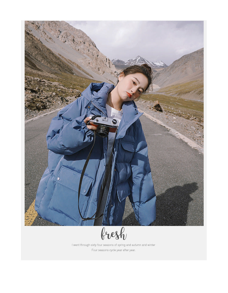 2024 Winter New Cotton-padded Coat Cotton-padded Coat Women's Hooded Bread Suit Short Small College-style Age-reducing Cotton-padded Coat Coat Padilla Innovations LLC
