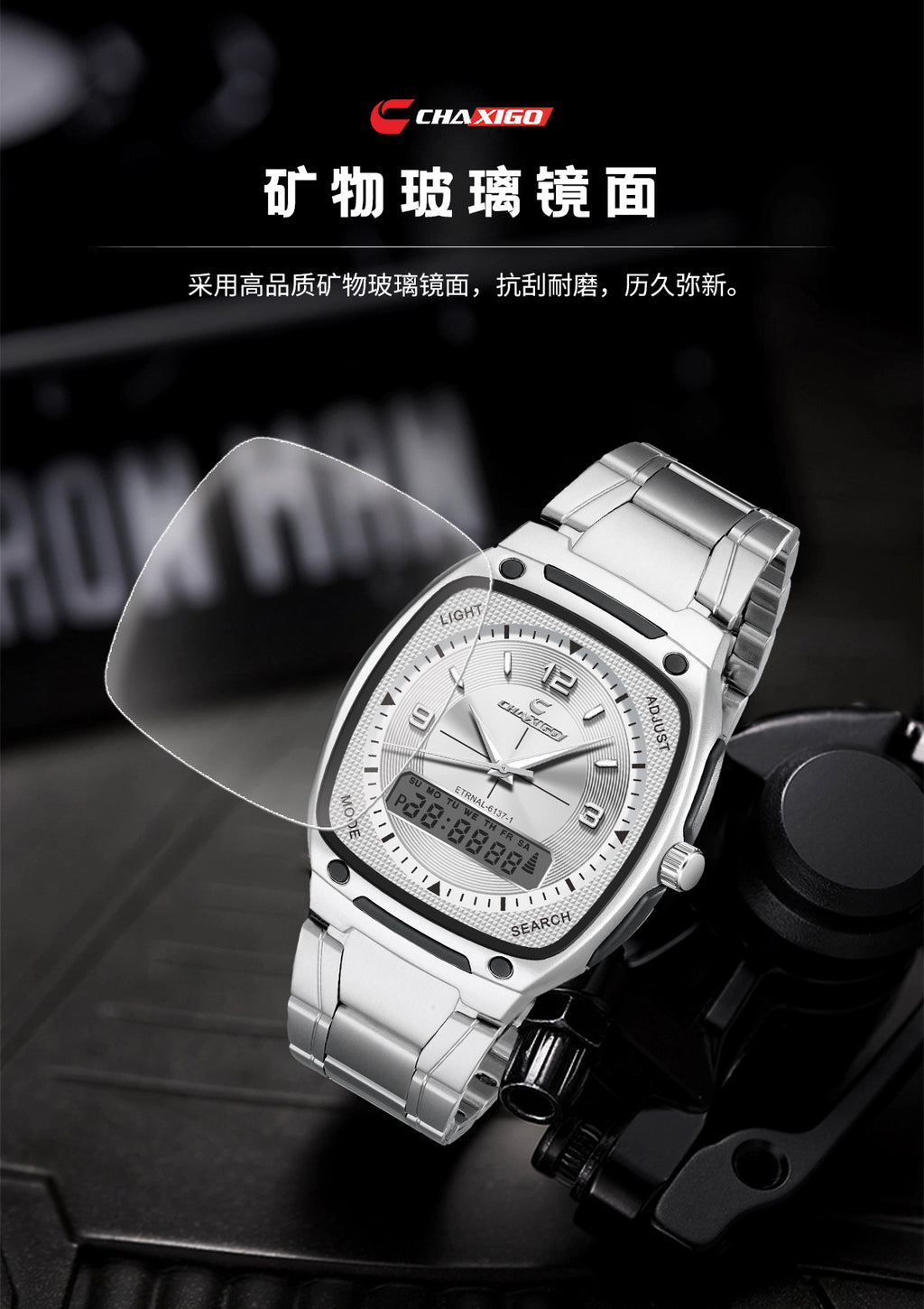 CHAXIGO Men’s Luminous Square Watch — Supplier-Listed 30 m Water Resistance