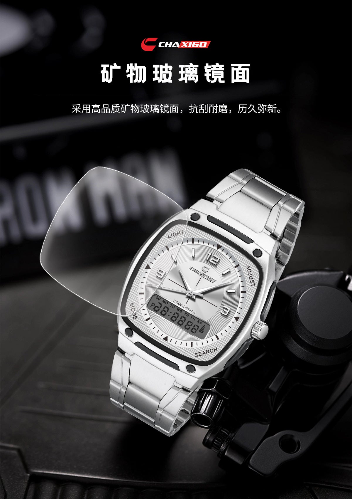 CHAXIGO Men’s Luminous Square Watch — Supplier-Listed 30 m Water Resistance