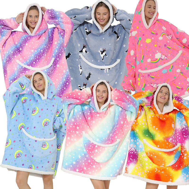 Oversized Sherpa-Lined Wearable Blanket Hoodie