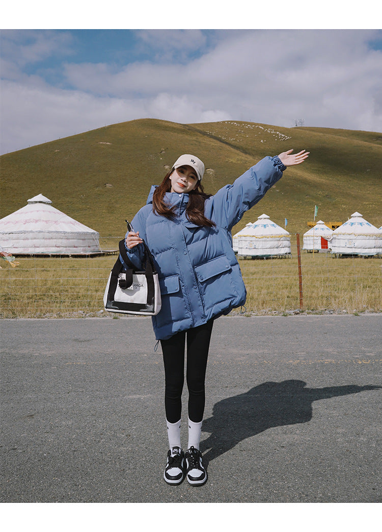 2024 Winter New Cotton-padded Coat Cotton-padded Coat Women's Hooded Bread Suit Short Small College-style Age-reducing Cotton-padded Coat Coat Padilla Innovations LLC