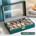 Caja de cuero para guardar relojes y joyas con cerradura