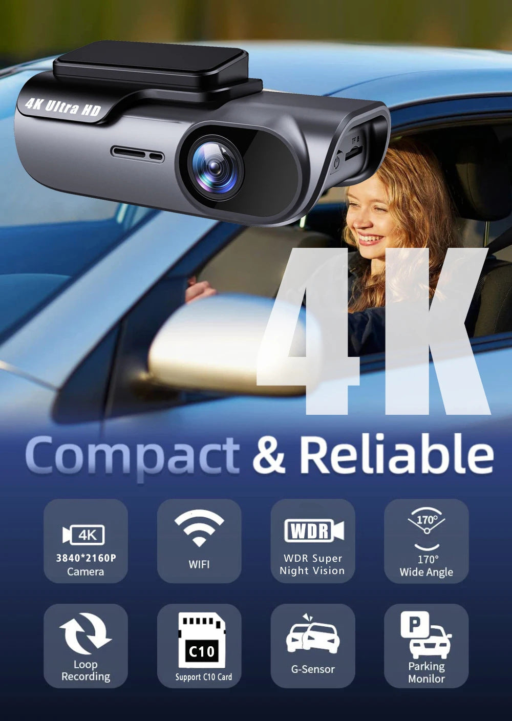 4K Wi-Fi Night-Vision Dash Camera